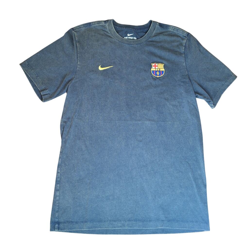 Nike The Nike Tee FC Barcelona Shirt Mens Medium Blue Mineral Wash Embroidered